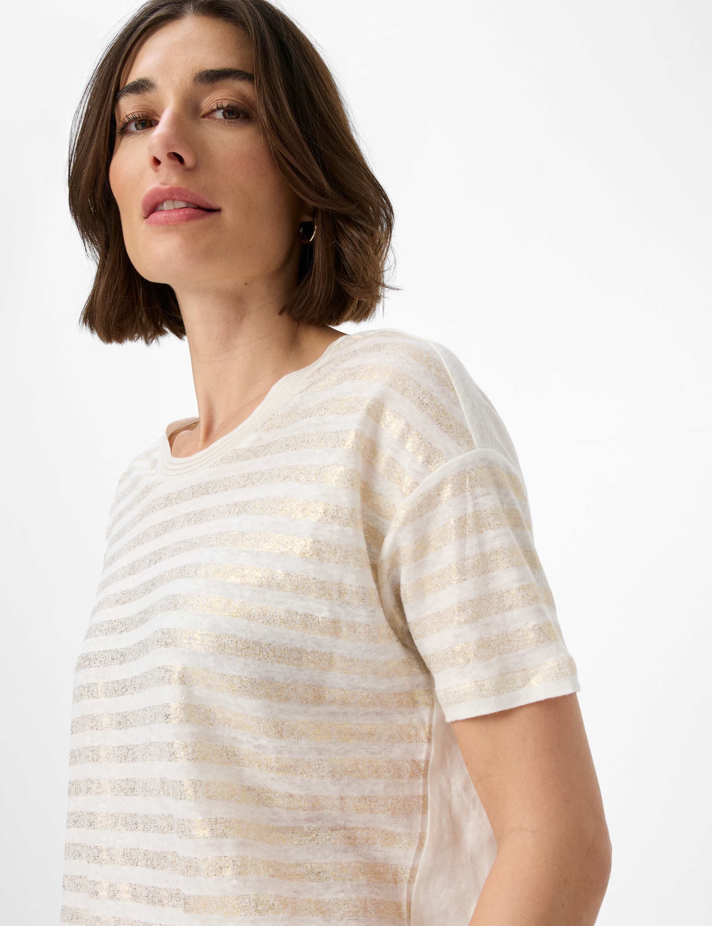 BRAX Candice T-Shirt - Sunlit Almond Stripe - 90638600 36-7218-54 von BRAX