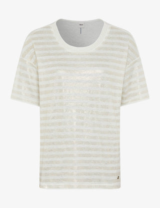 BRAX Candice T-Shirt - Sunlit Almond Stripe - 90638600 36-7218-54