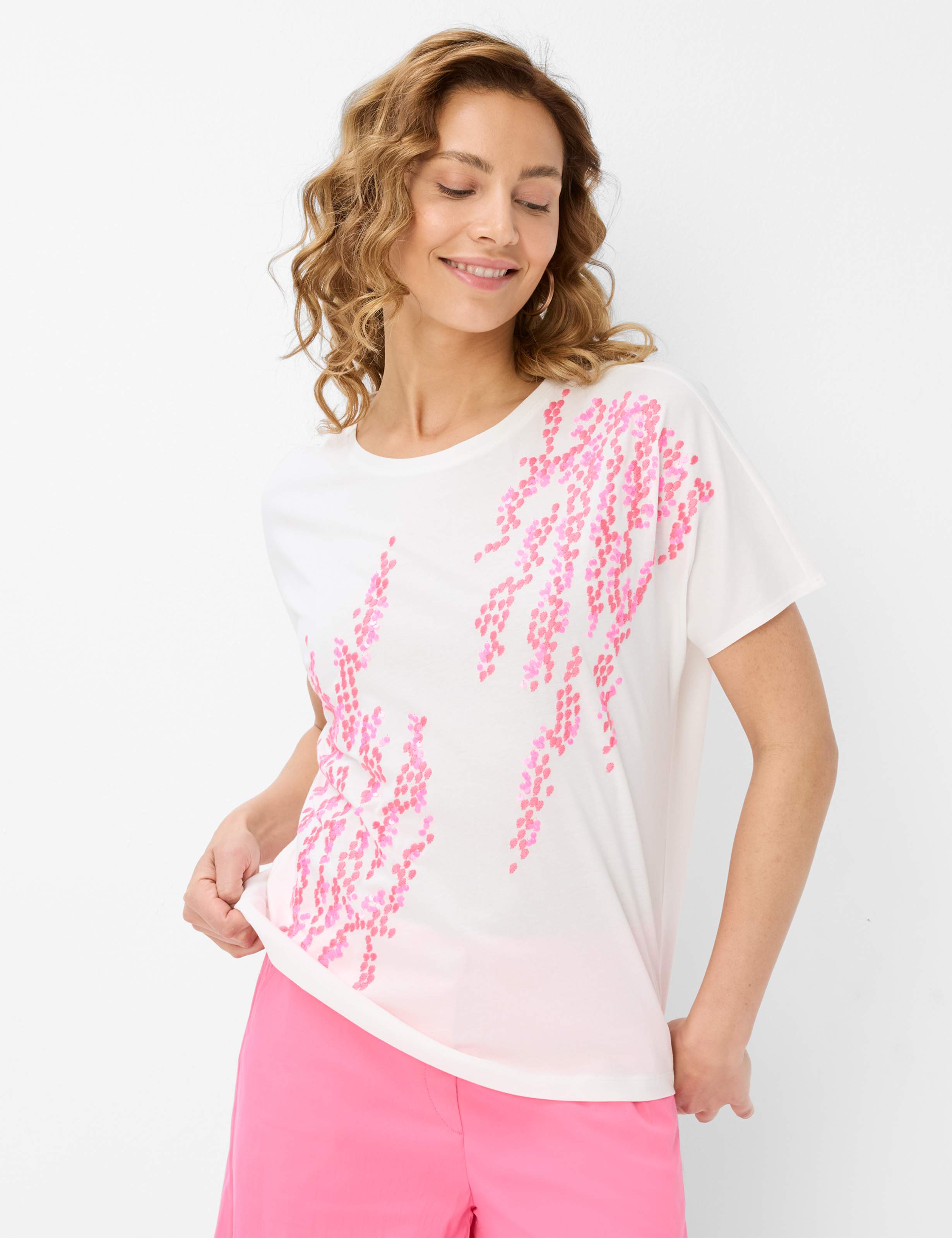 BRAX CAELEN Kurzarm T-Shirt - Bubble Blossom Pink - 90641600 36-3518-80 von BRAX