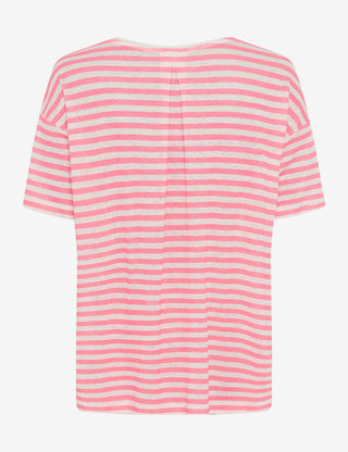 BRAX Candice Kurzarm T-Shirt - Coral Whisper Stripes - 90644700 36-7288-80