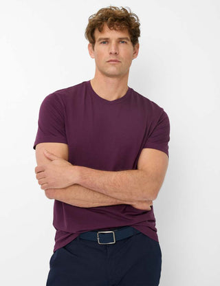 BRAX TED Herren T-Shirt - Midnight Plum - 70816100 26-4538-85