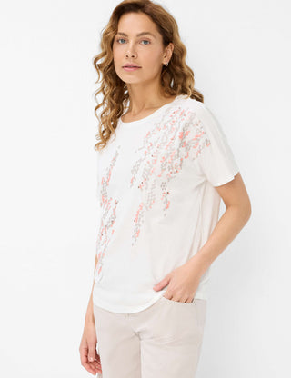 BRAX CAELEN Kurzarm T-Shirt - Blush Confetti White - 90641600 36-3518-98