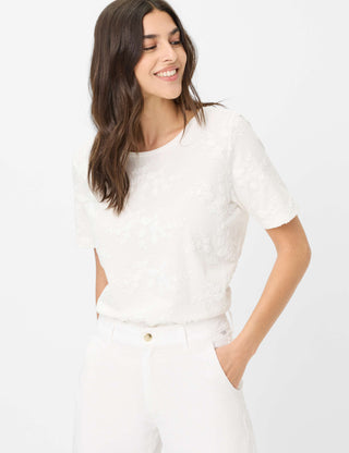 BRAX CIRA Kurzarm T-Shirt - Pearl Cloud White - 90644300 36-3558-98