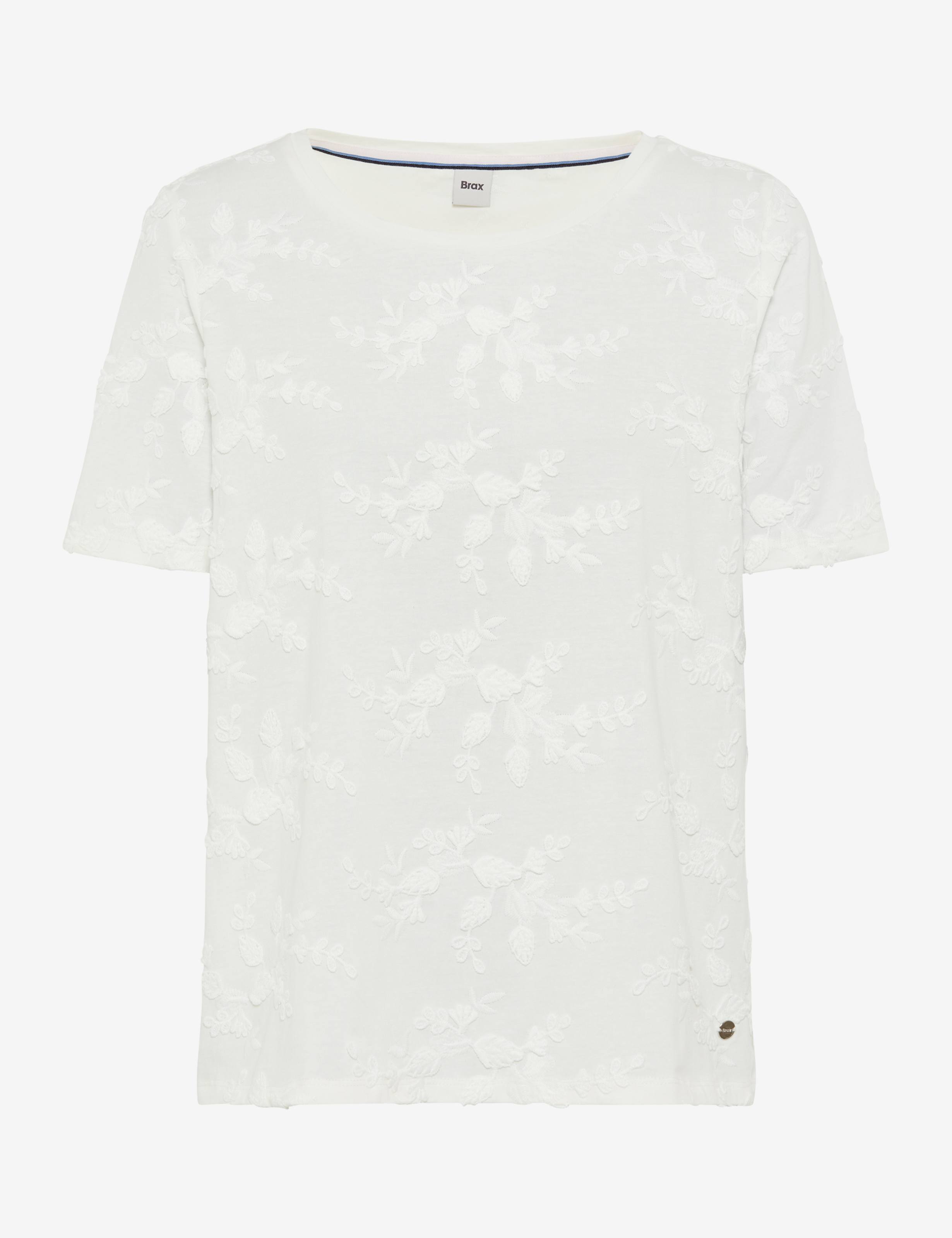 BRAX CIRA Kurzarm T-Shirt - Pearl Cloud White - 90644300 36-3558-98