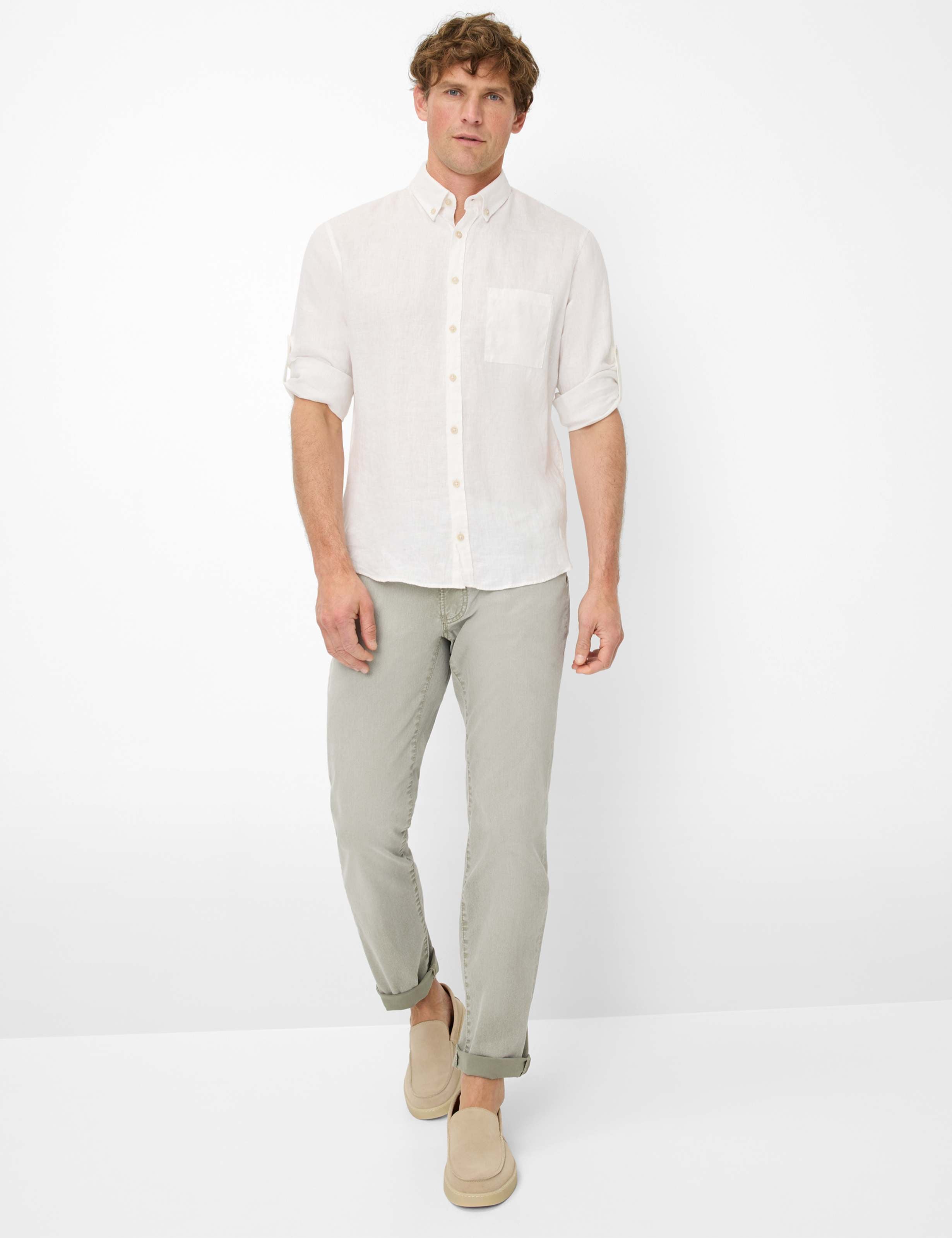 BRAX Dirk U Langarm Hemd - Ivory Linen Mist - 74411900 41-3508-99 von BRAX