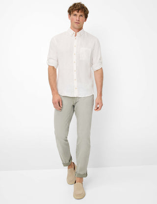 BRAX Dirk U Langarm Hemd - Ivory Linen Mist - 74411900 41-3508-99