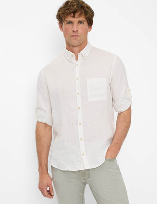 BRAX Dirk U Langarm Hemd - Ivory Linen Mist - 74411900 41-3508-99