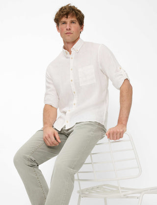 BRAX Dirk U Langarm Hemd - Ivory Linen Mist - 74411900 41-3508-99