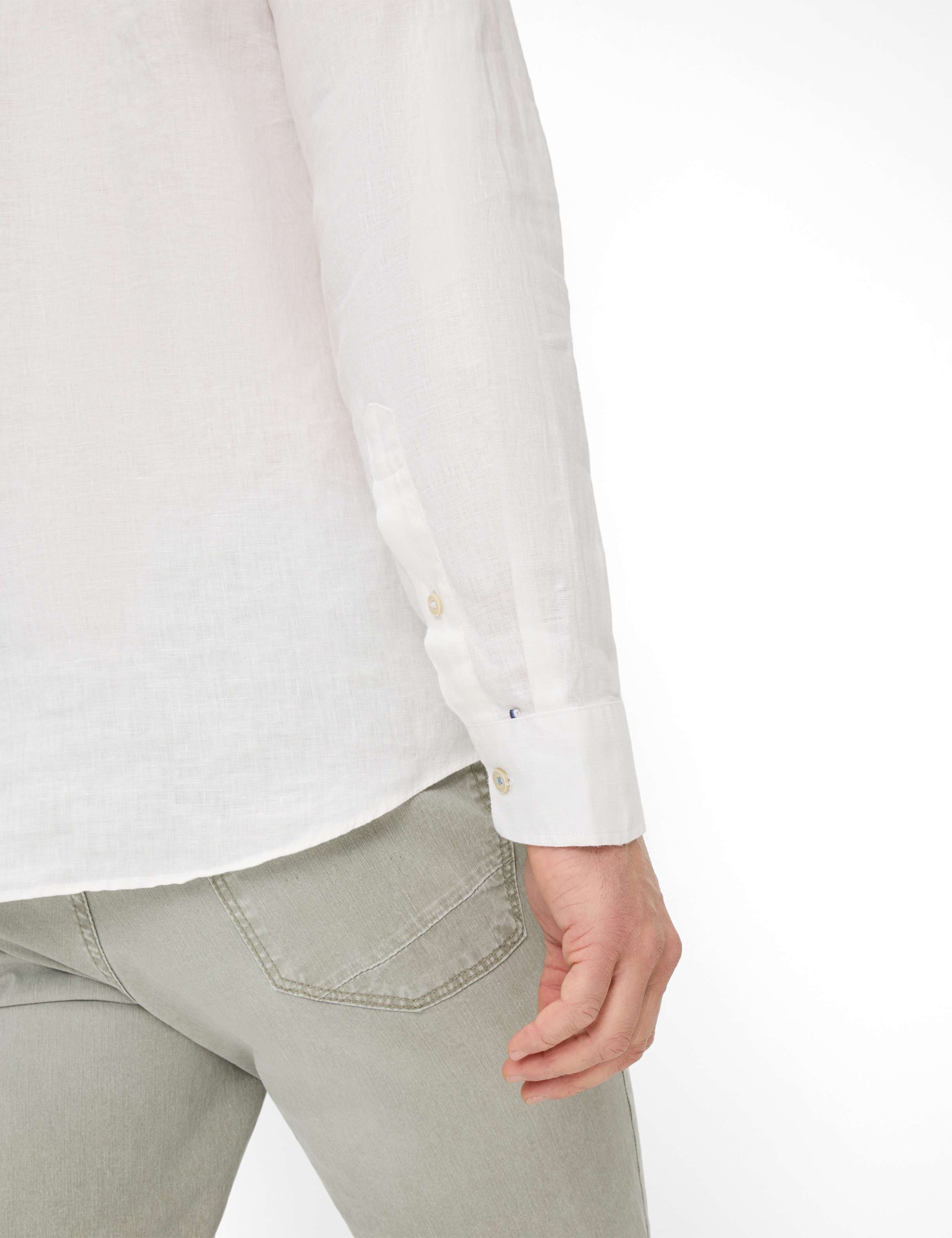 BRAX Dirk U Langarm Hemd - Ivory Linen Mist - 74411900 41-3508-99 von BRAX