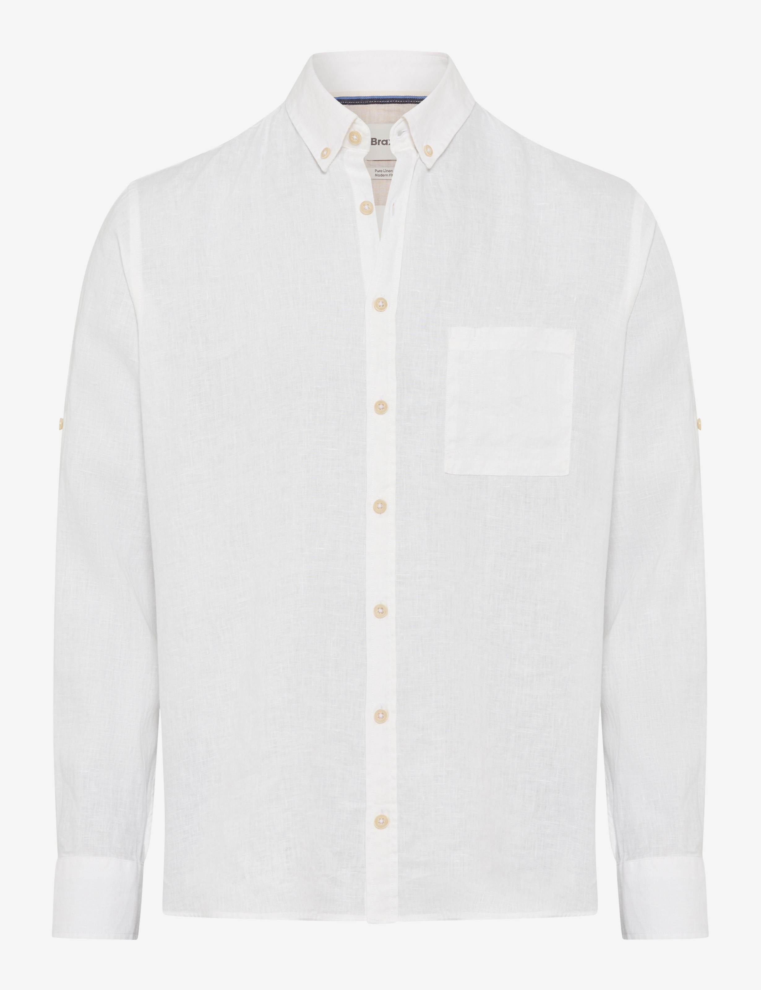 BRAX Dirk U Langarm Hemd - Ivory Linen Mist - 74411900 41-3508-99