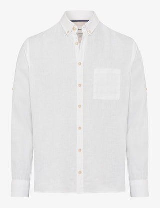 BRAX Dirk U Langarm Hemd - Ivory Linen Mist - 74411900 41-3508-99
