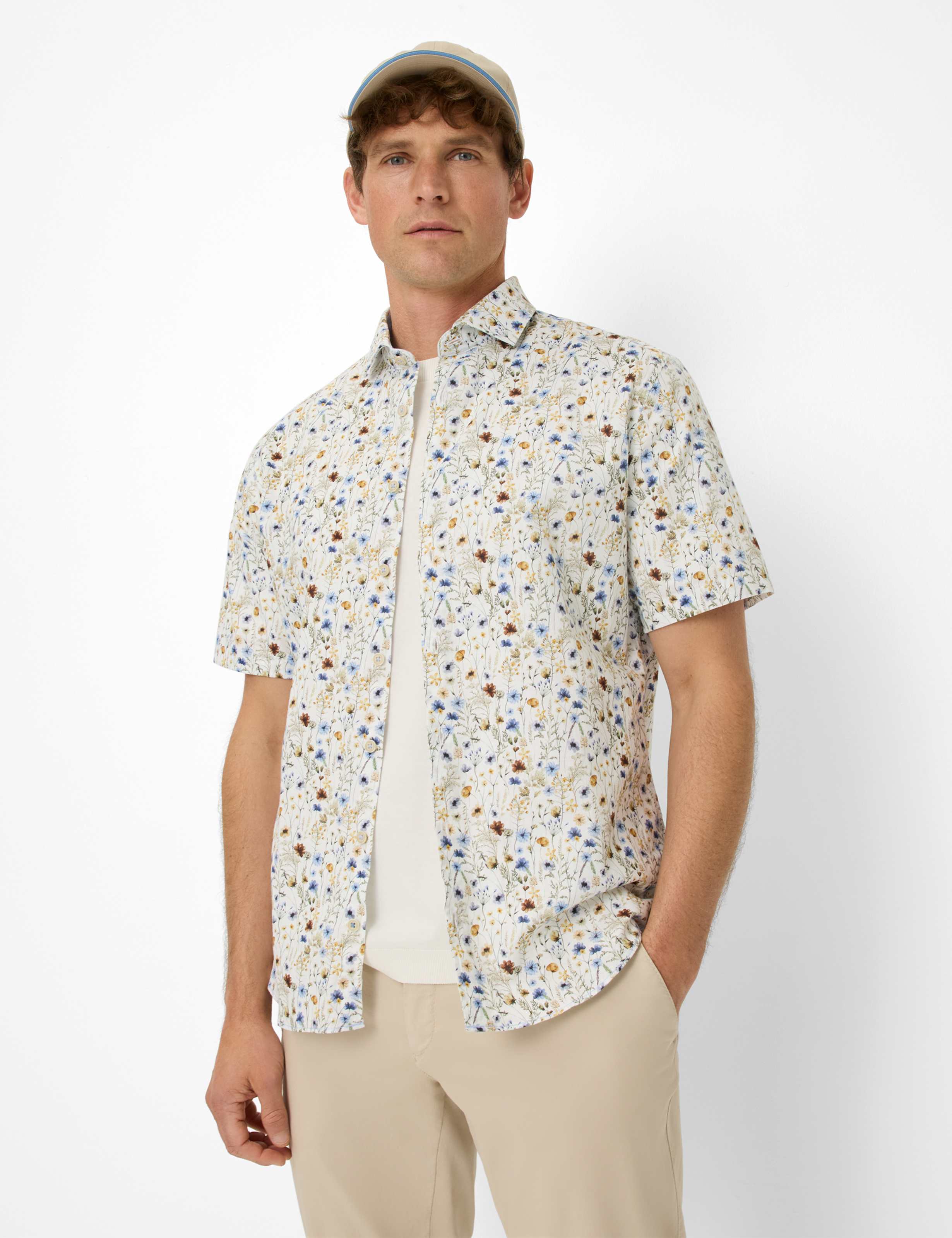 BRAX HARDY P Kurzarm Hemd - Wildflower Sky - 74420400 46-3828-99 von BRAX