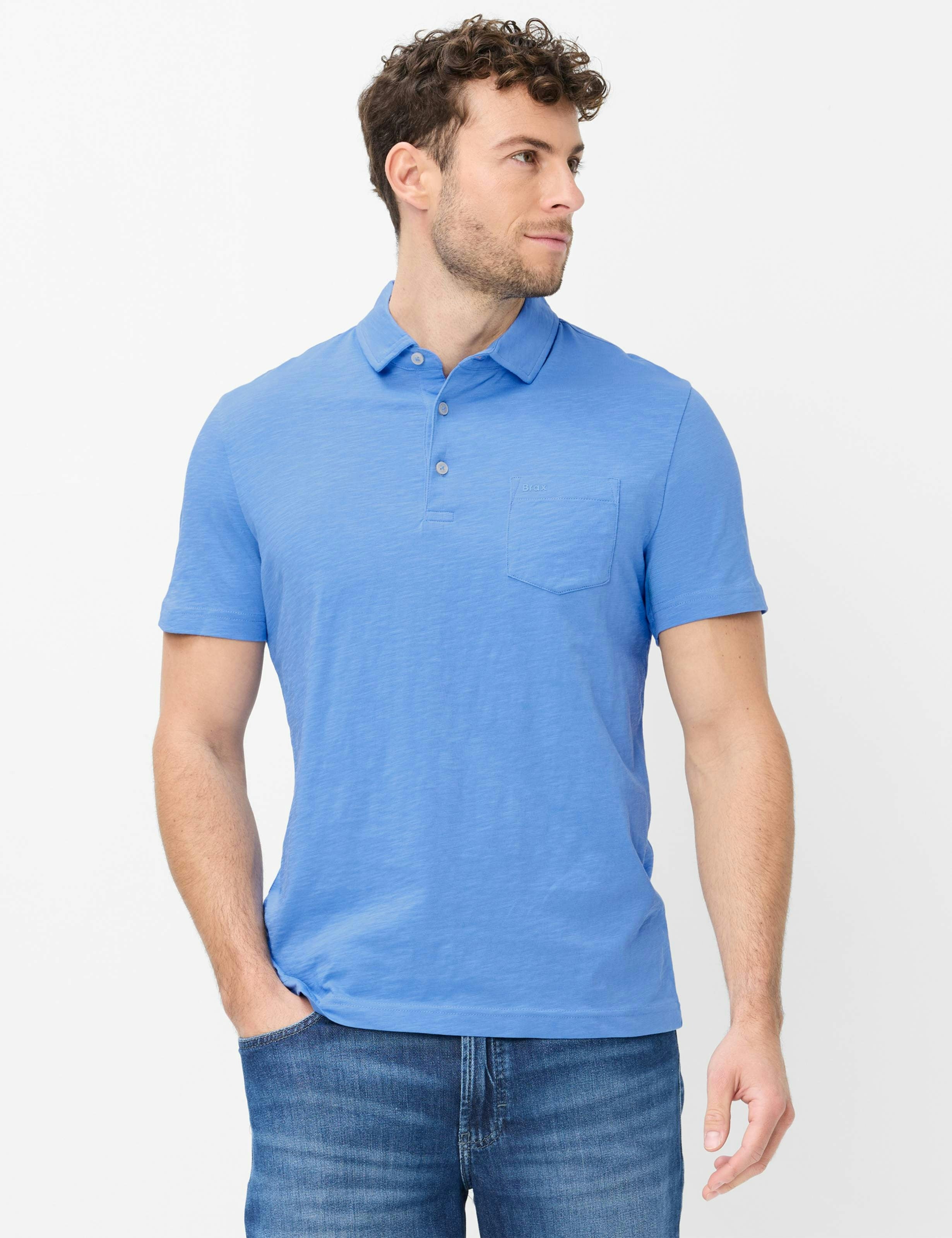 BRAX PAVO Poloshirt fresh blue 70440300 70-0061-13 - Cotton Slub von BRAX