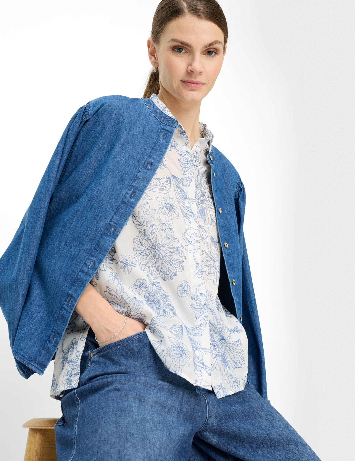 BRAX VICKI 3/4 Bluse - Coastal Chalk Blue - 94131400 94-0039-27 von BRAX