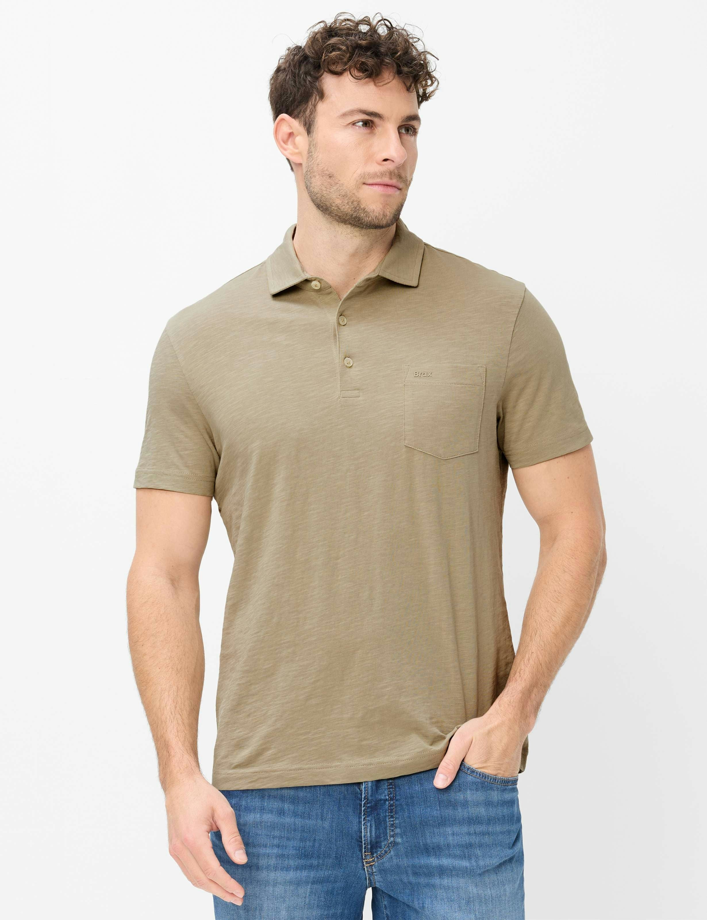 BRAX PAVO Poloshirt light khaki jersey 70440300 70-0061-35 - Cotton Slub von BRAX