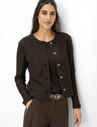 BRAX BRENDA.L Strickjacke - Mocha Dot Weave - 90664200 90-0041-52