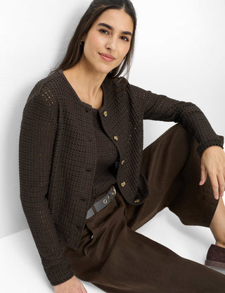BRAX BRENDA.L Strickjacke - Mocha Dot Weave - 90664200 90-0041-52