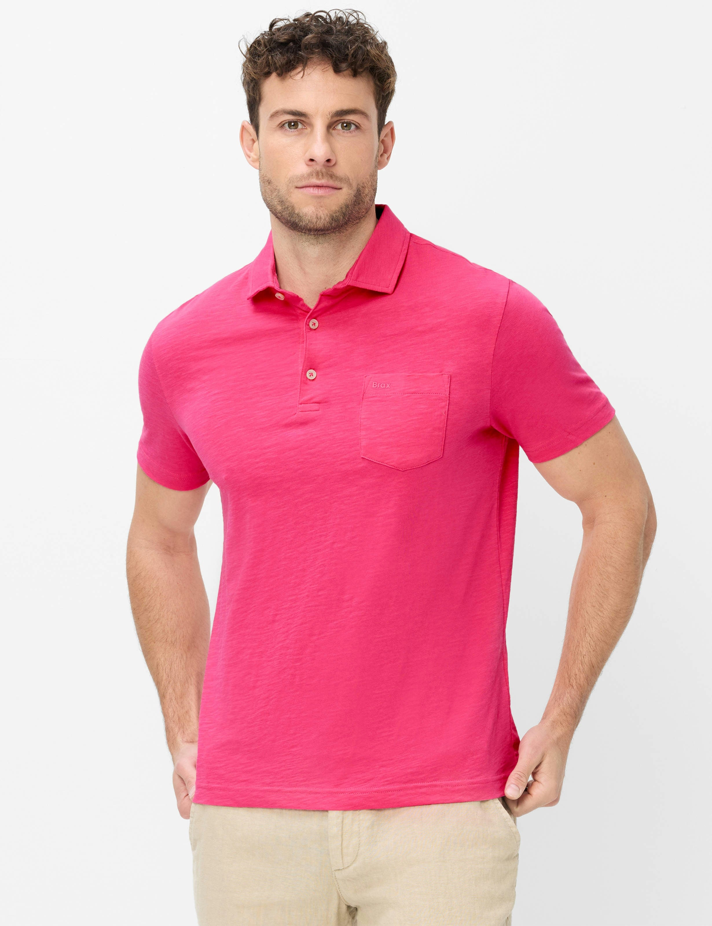 BRAX PAVO Poloshirt raspberry 70440300 70-0061-86 - Cotton Slub von BRAX