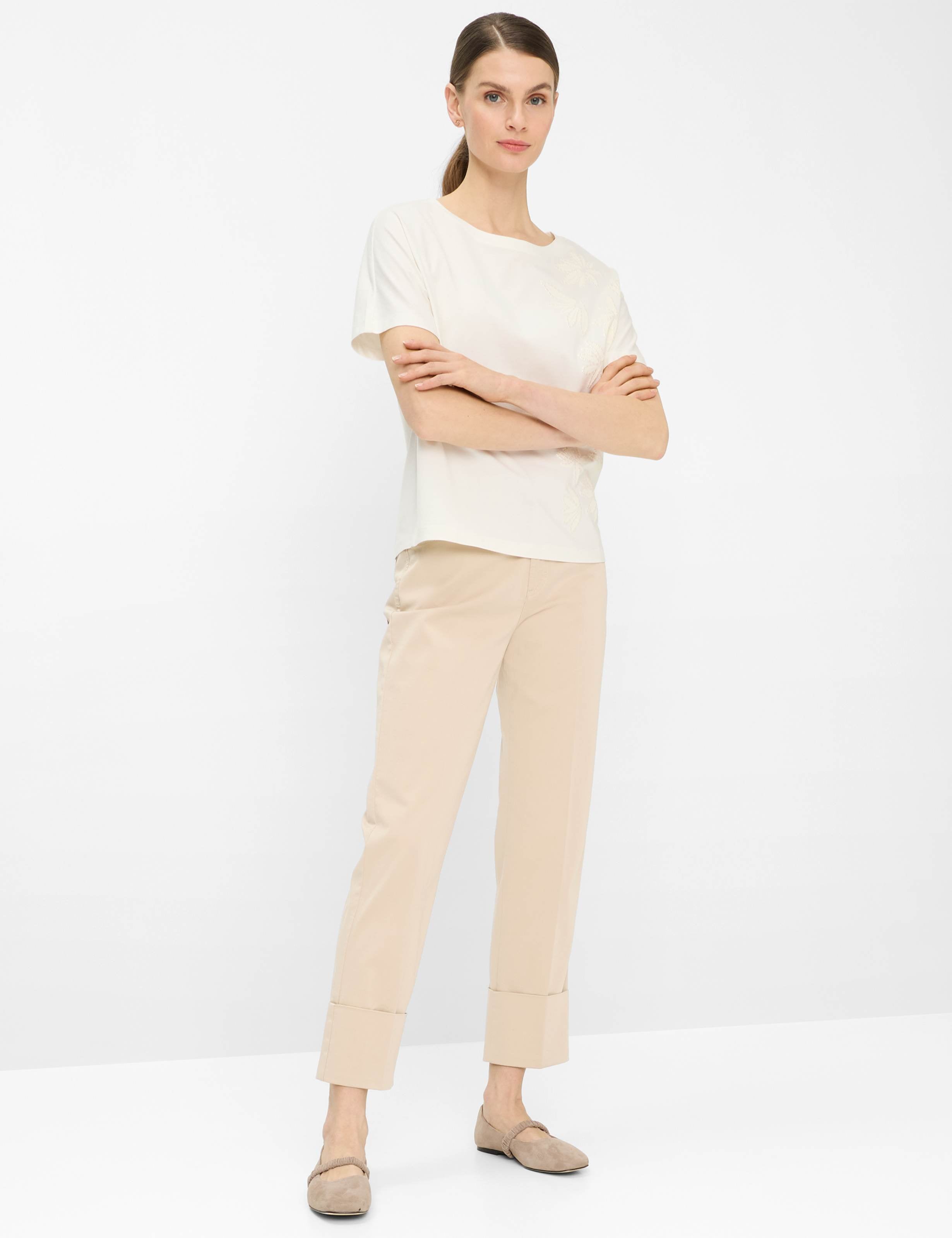 BRAX Caelen.S Kurzarm T-Shirt - Cream Blossom White - 90666200 90-0048-95 von BRAX