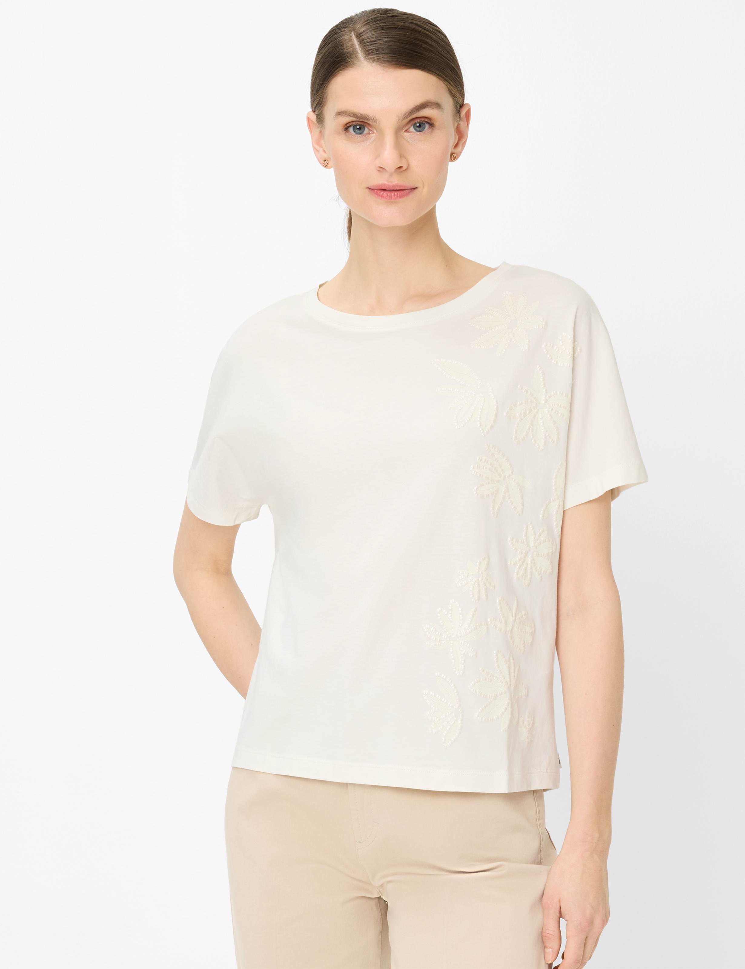 BRAX Caelen.S Kurzarm T-Shirt - Cream Blossom White - 90666200 90-0048-95 von BRAX