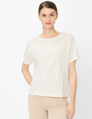 BRAX Caelen.S Kurzarm T-Shirt - Cream Blossom White - 90666200 90-0048-95