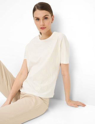 BRAX Caelen.S Kurzarm T-Shirt - Cream Blossom White - 90666200 90-0048-95