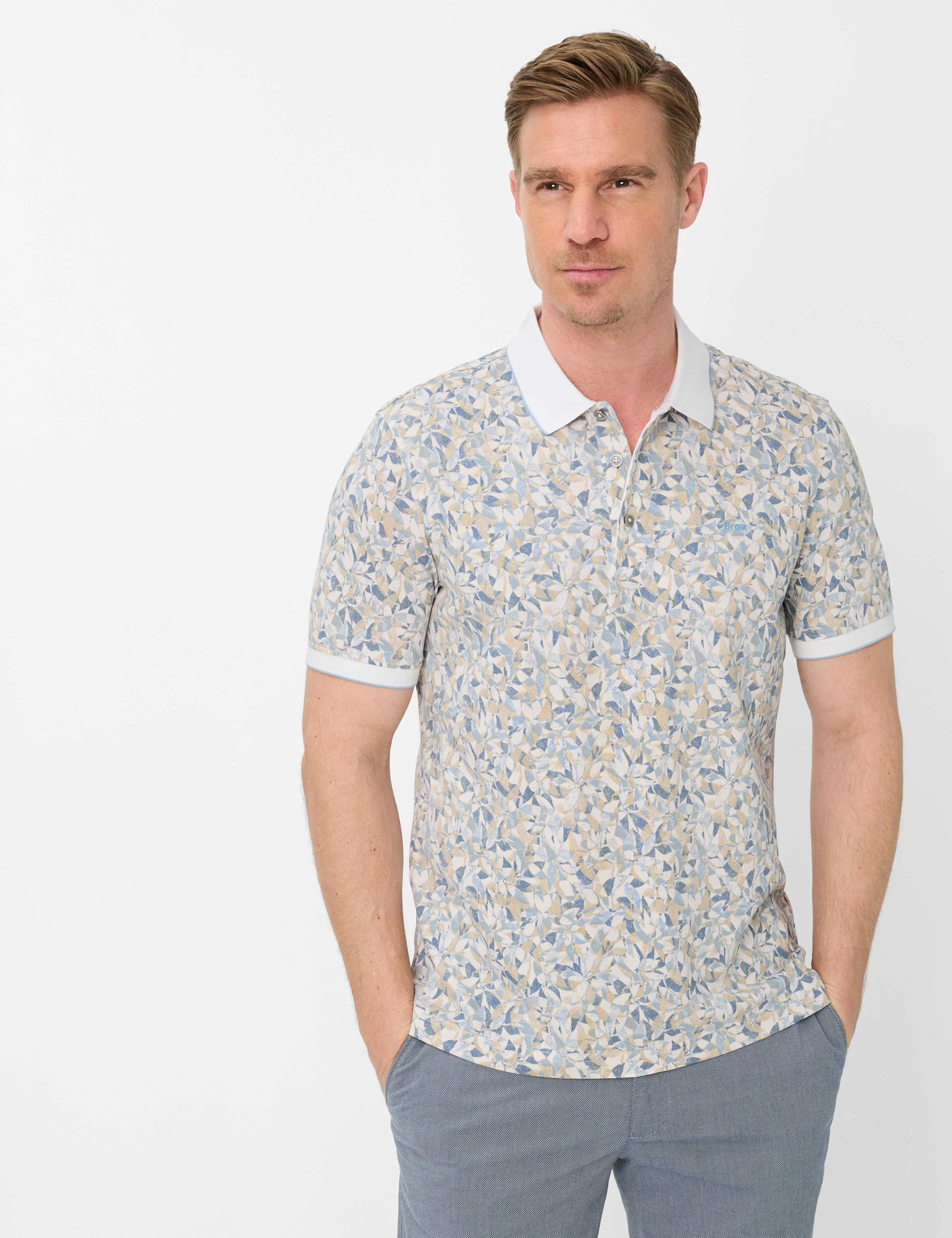 BRAX PETE P Poloshirt - Coastal Mosaic Blue - 70436100 70-0006-99 von BRAX