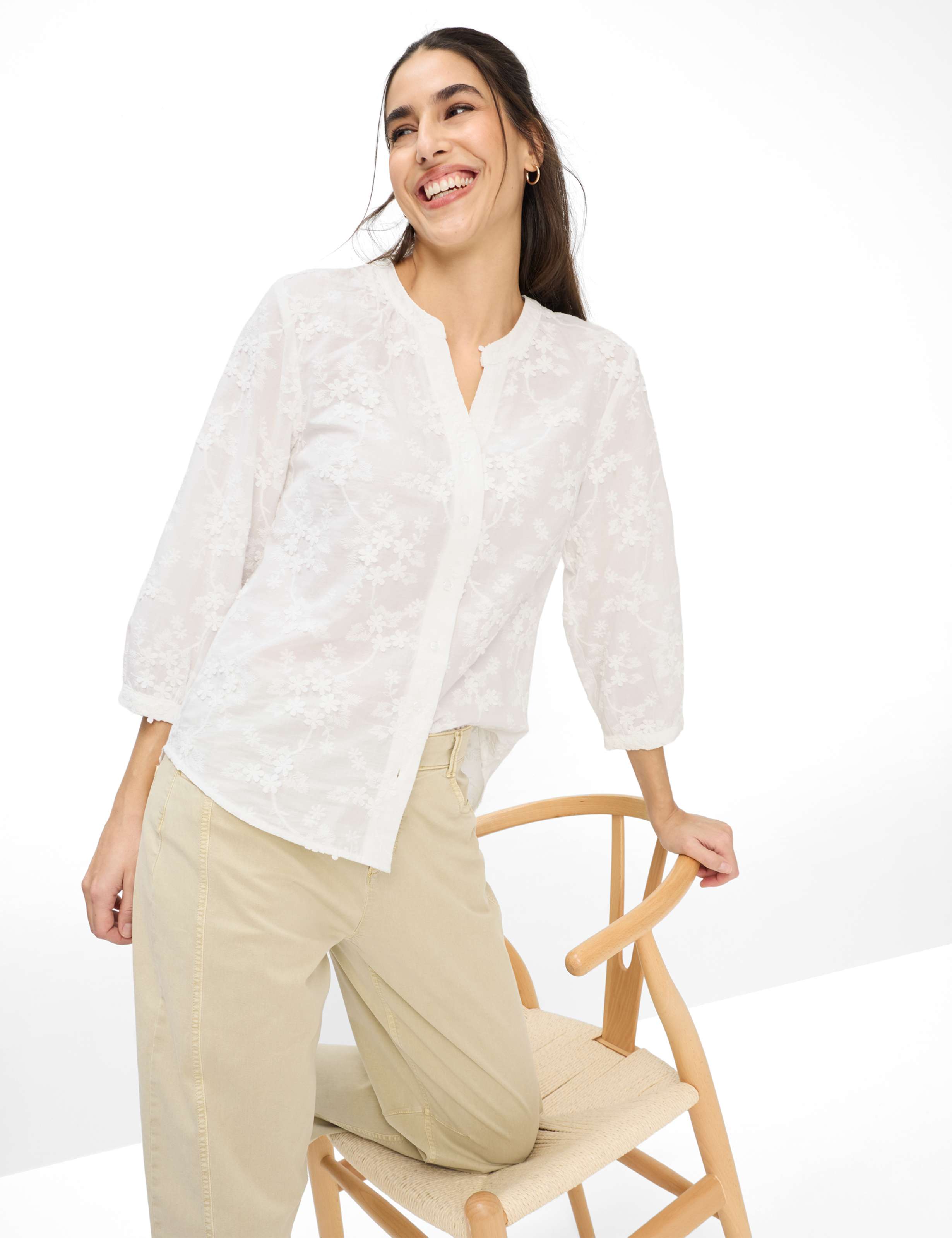 BRAX VELIA 3/4 Bluse - Pearl Garden White - 94151000 94-0030-99 von BRAX