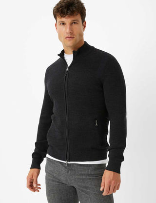 BRAX JOHN Strickjacke/Cardigan - Midnight Charcoal Melange - 70121400 212007-07
