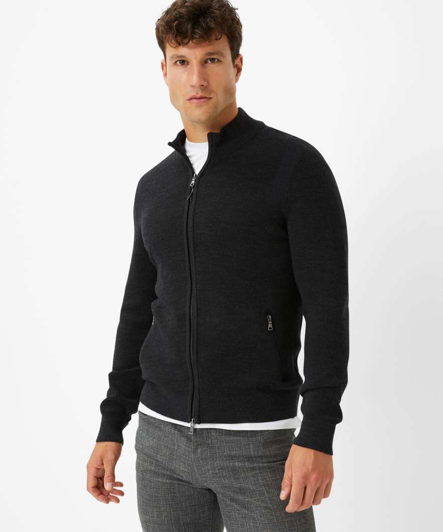 BRAX JOHN Strickjacke/Cardigan - Midnight Charcoal Melange - 70121400 212007-07 von BRAX