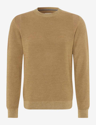 BRAX ROY Rundhals Strickpullover - Amber Woven Sand - 70121900 212007-57