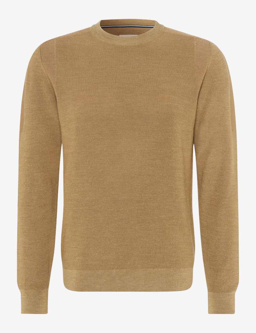 BRAX ROY Rundhals Strickpullover - Amber Woven Sand - 70121900 212007-57