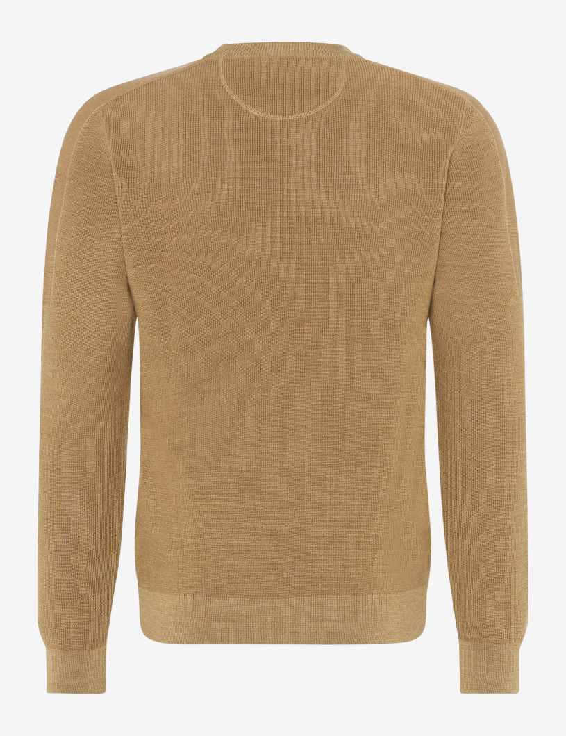 BRAX ROY Rundhals Strickpullover - Amber Woven Sand - 70121900 212007-57