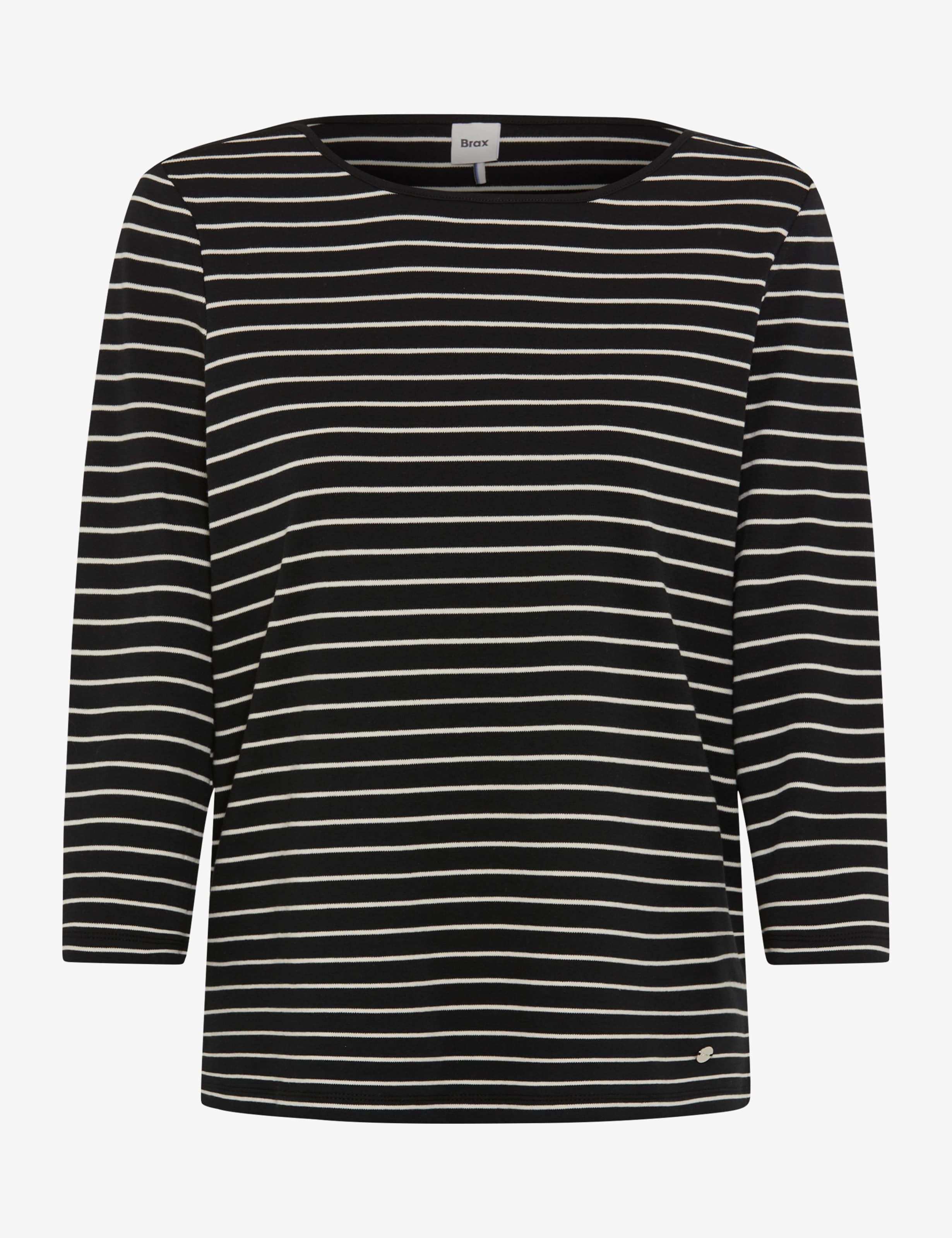 BRAX CIRA.M 3/4-Arm Shirt - Ivory Noir Stripe - 90651300 37-5868-02