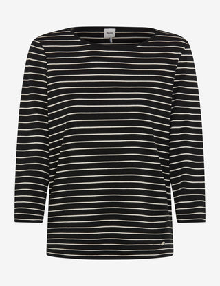 BRAX CIRA.M 3/4-Arm Shirt - Ivory Noir Stripe - 90651300 37-5868-02