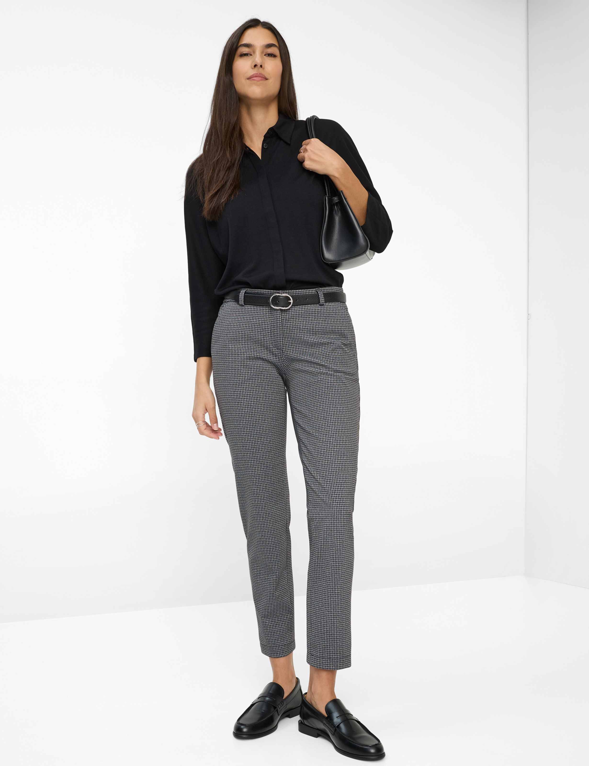 BRAX MARON S Pull On Chino - Houndstooth Charcoal Grey - 9212320 71-5827-06 von BRAX