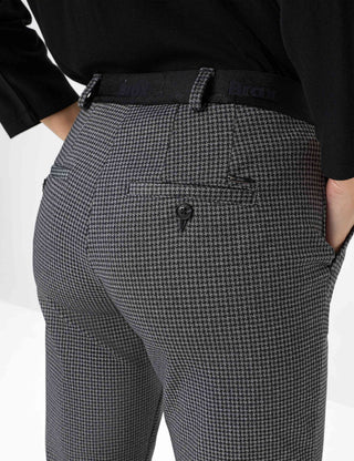 BRAX MARON S Pull On Chino - Houndstooth Charcoal Grey - 9212320 71-5827-06