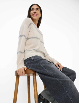 BRAX LISA Pullover/Longsleeve - Misty Oyster Stripes - 90189900 31-2277-08
