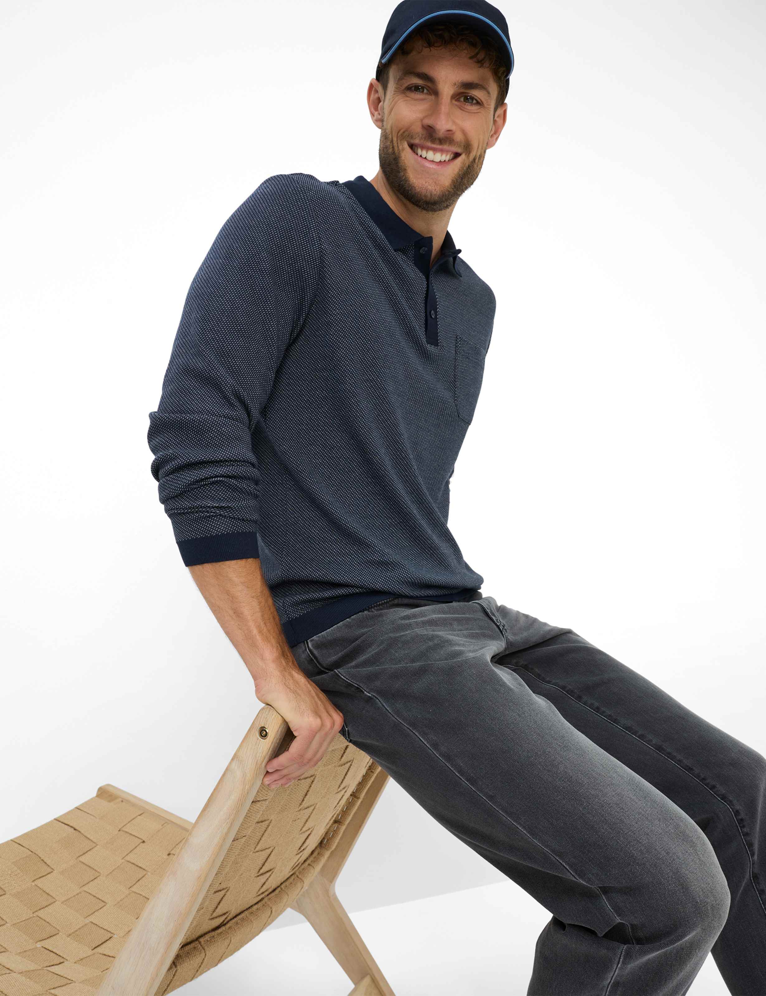 BRAX PAROS JBT Pullover/Longsleeve - Midnight Jacquard Blue - 70434500 21-4217-13 von BRAX