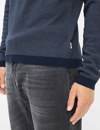 BRAX PAROS JBT Pullover/Longsleeve - Midnight Jacquard Blue - 70434500 21-4217-13