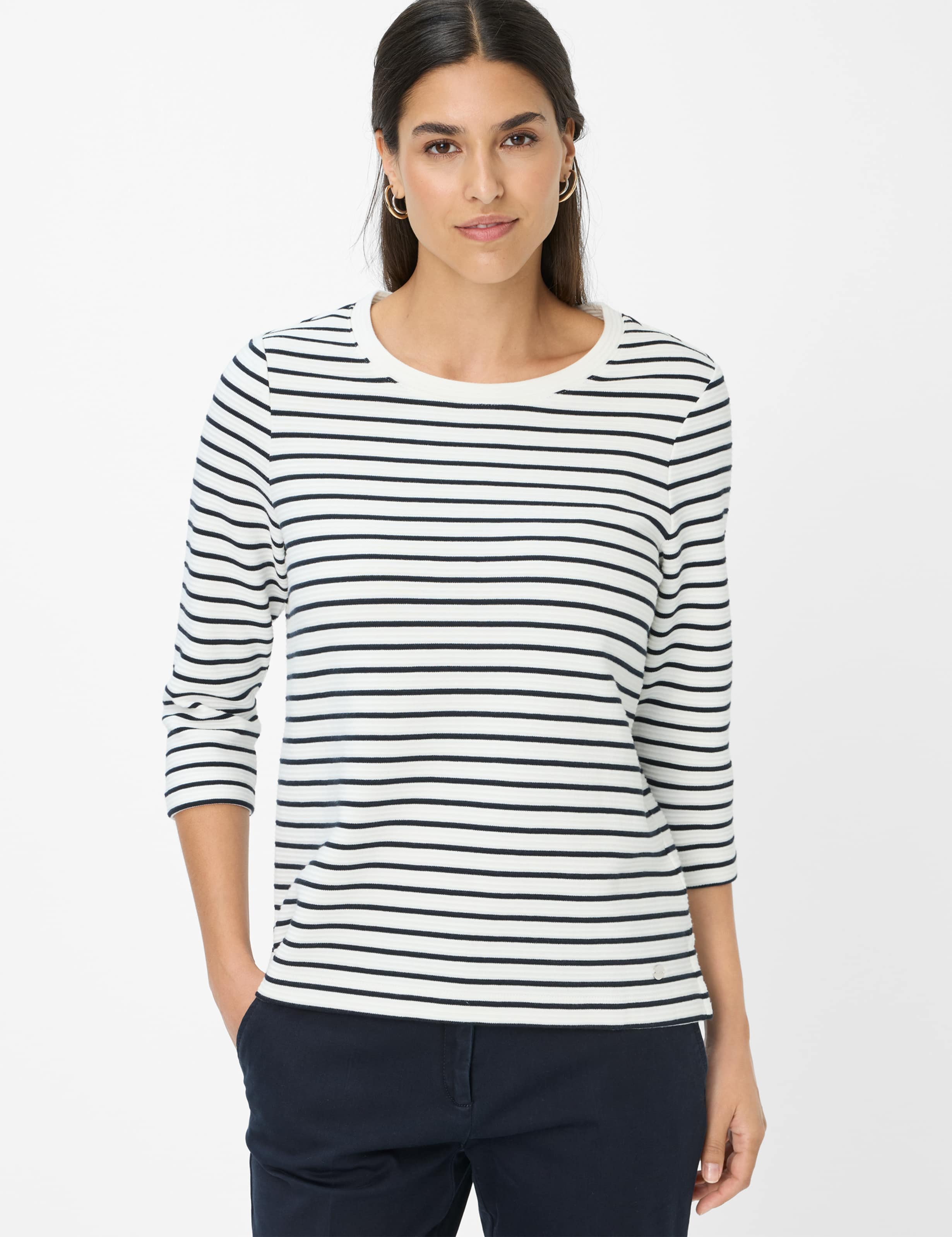 BRAX BONNIE Pullover/Longsleeve - Ivory Navy Stripe - 90653500 31-6617-22 von BRAX