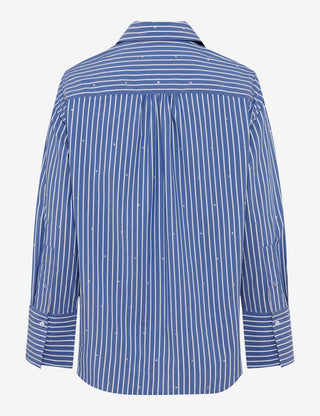 BRAX VIKI Langarm Bluse - Coastal Pinstripe Navy - 94122300 47-5708-22