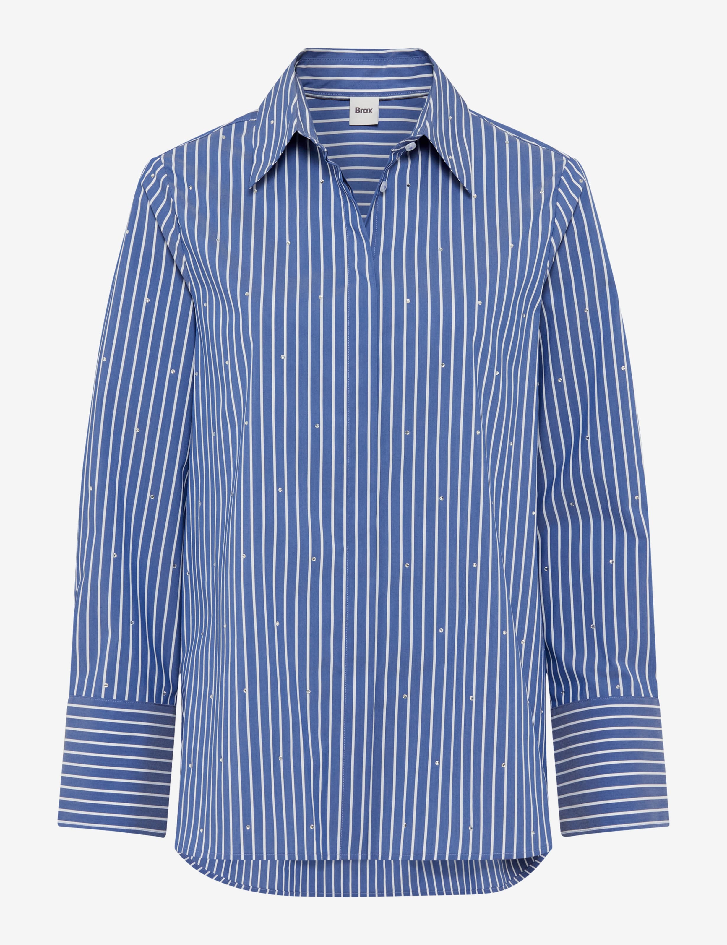 BRAX VIKI Langarm Bluse - Coastal Pinstripe Navy - 94122300 47-5708-22