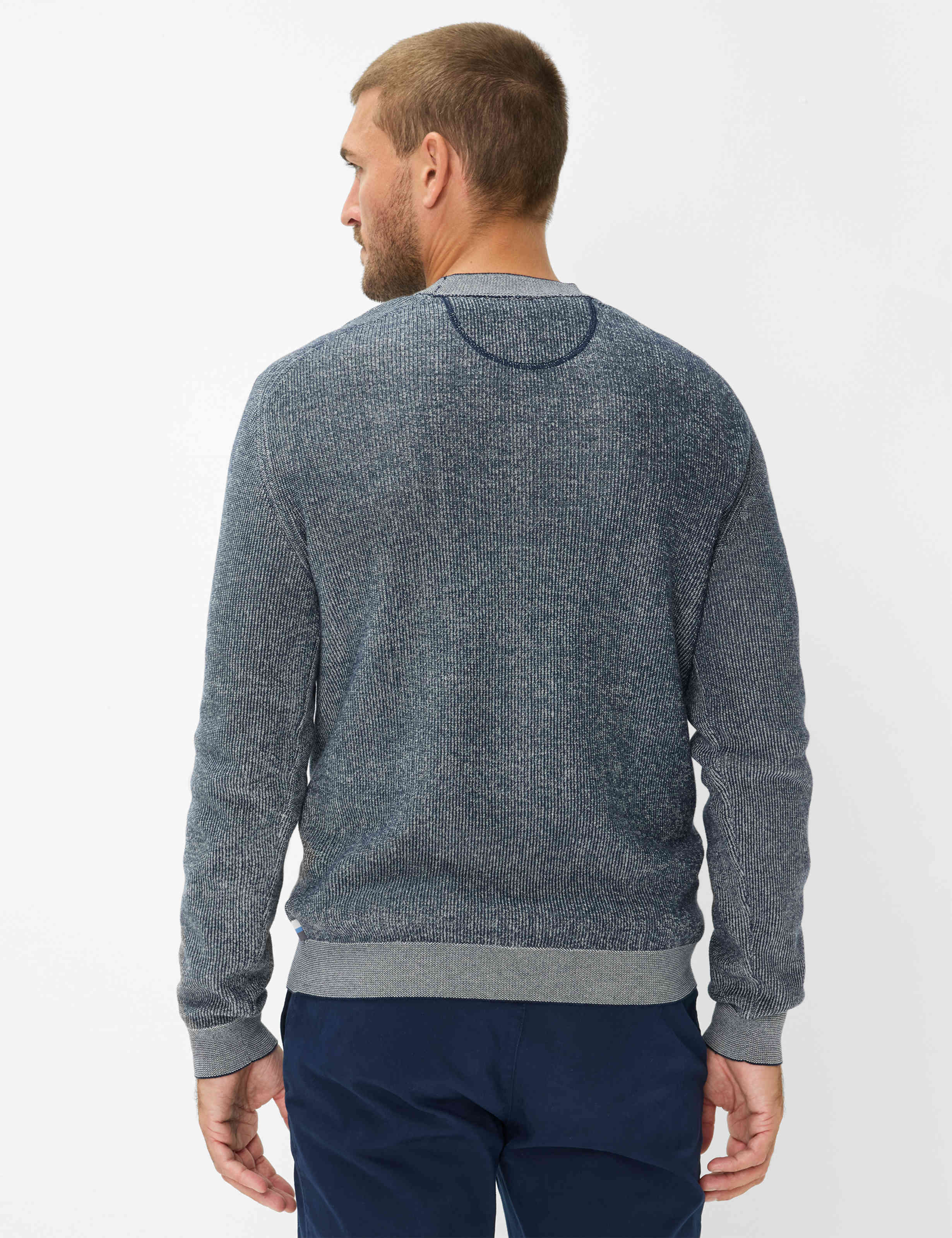 BRAX ROB Strickpullover Rundhals - Midnight Marle Blue - 70131400 27-3078-24 von BRAX