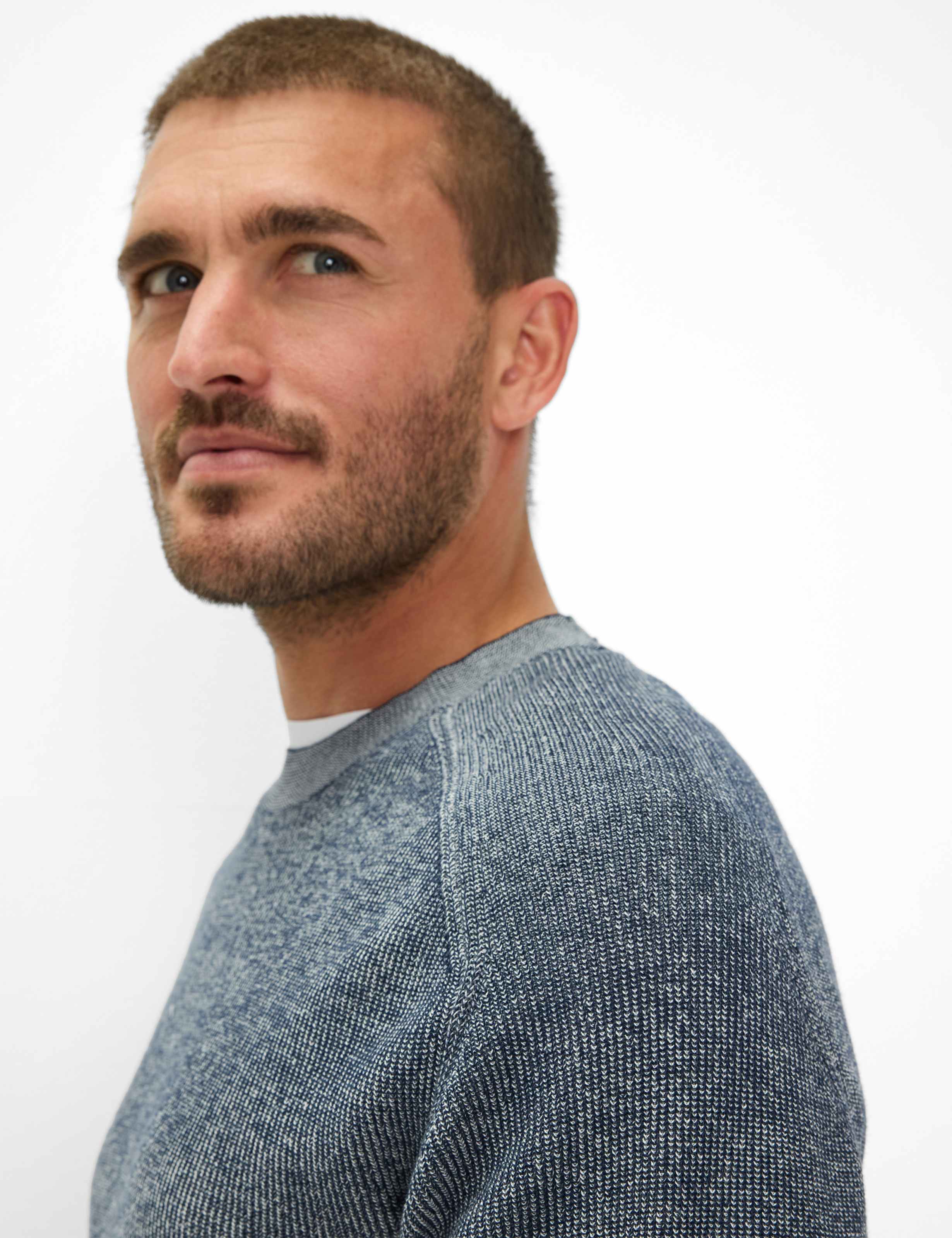 BRAX ROB Strickpullover Rundhals - Midnight Marle Blue - 70131400 27-3078-24 von BRAX