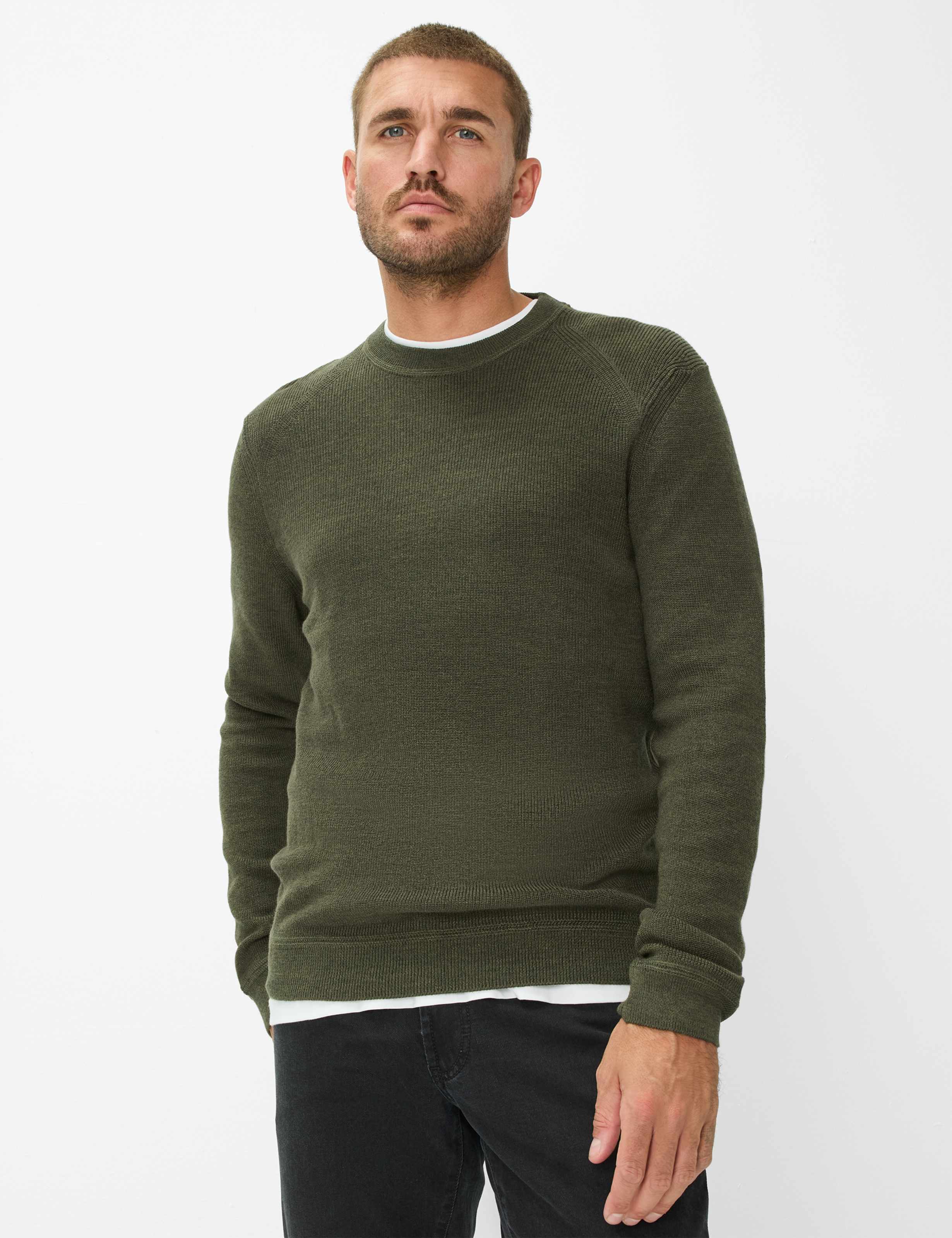 BRAX ROY Strickpullover Rundhals - Deep Moss Green - 70129300 21-2007-30