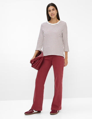 BRAX BONNIE Strickpullover - Crème Maroon Stripe - 90653500 31-6617-40