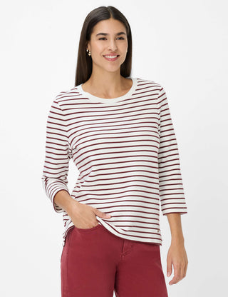 BRAX BONNIE Strickpullover - Crème Maroon Stripe - 90653500 31-6617-40