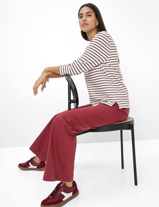 BRAX BONNIE Strickpullover - Crème Maroon Stripe - 90653500 31-6617-40