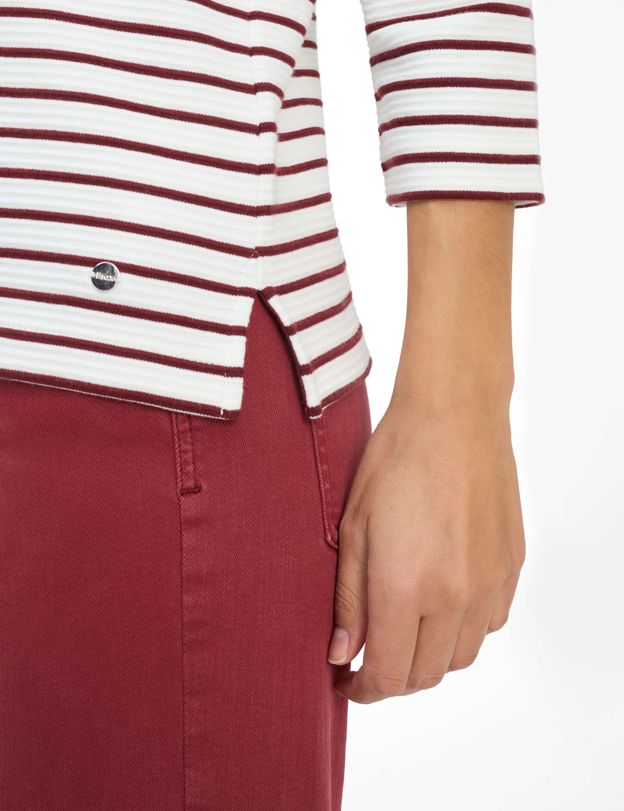 BRAX BONNIE Strickpullover - Crème Maroon Stripe - 90653500 31-6617-40 von BRAX